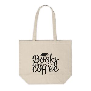 Books and Coffee Custom Canvas Tote Bag